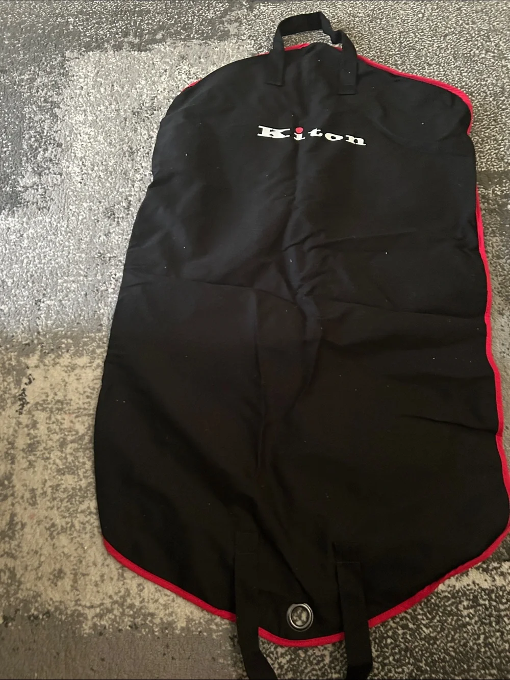 Kiton Black Garment Bag with Red Piping